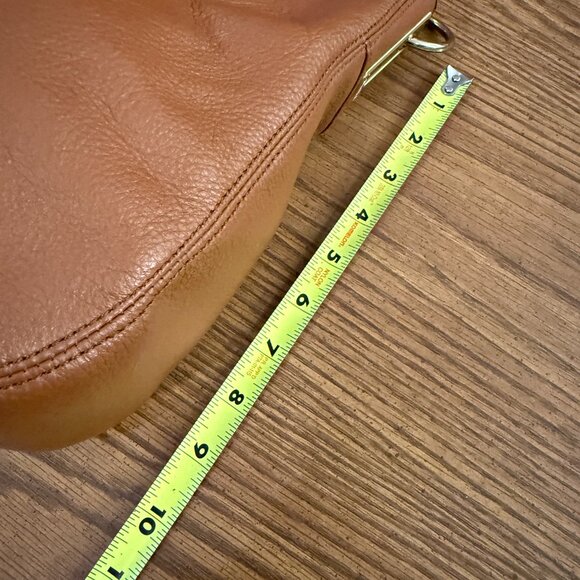 CALVIN KLEIN Cognac Pebbled Leather Hobo | Gold Ring Hardware - Picture 13 of 14